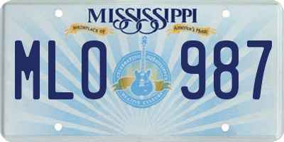 MS license plate MLO987