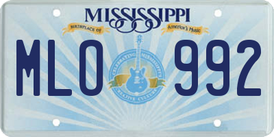 MS license plate MLO992