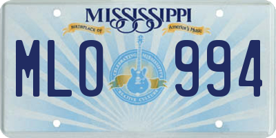 MS license plate MLO994