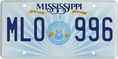 MS license plate MLO996