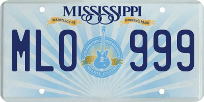 MS license plate MLO999