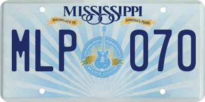 MS license plate MLP070