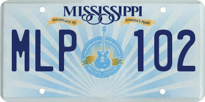 MS license plate MLP102