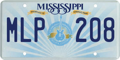 MS license plate MLP208