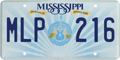 MS license plate MLP216