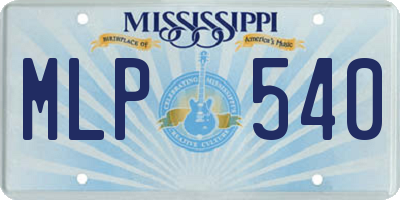 MS license plate MLP540