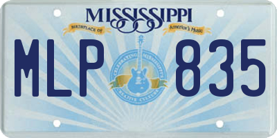 MS license plate MLP835