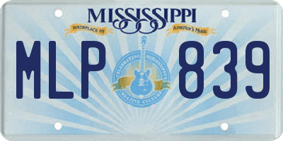 MS license plate MLP839