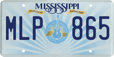 MS license plate MLP865