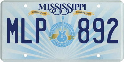 MS license plate MLP892