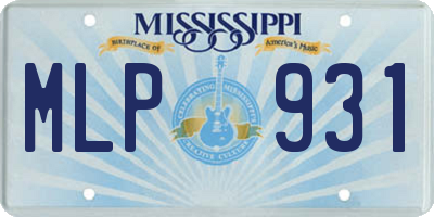 MS license plate MLP931