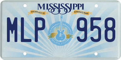 MS license plate MLP958