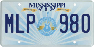 MS license plate MLP980