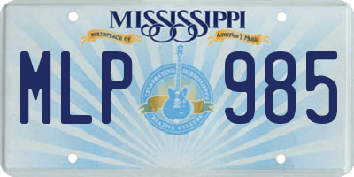 MS license plate MLP985