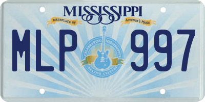 MS license plate MLP997