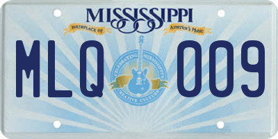 MS license plate MLQ009