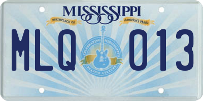 MS license plate MLQ013
