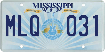 MS license plate MLQ031
