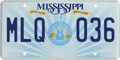 MS license plate MLQ036