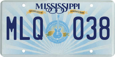 MS license plate MLQ038