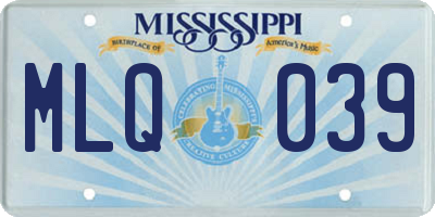 MS license plate MLQ039