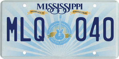 MS license plate MLQ040