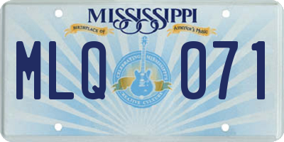 MS license plate MLQ071