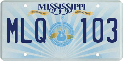 MS license plate MLQ103