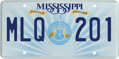 MS license plate MLQ201