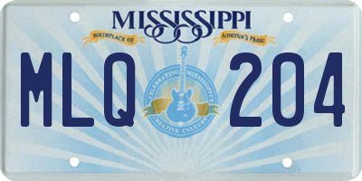 MS license plate MLQ204