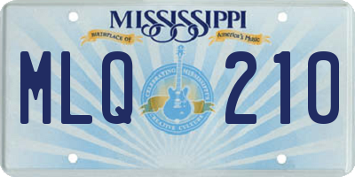 MS license plate MLQ210