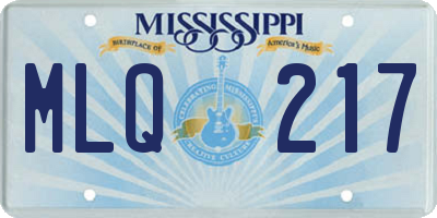 MS license plate MLQ217