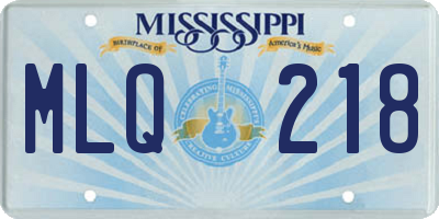 MS license plate MLQ218