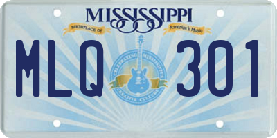 MS license plate MLQ301