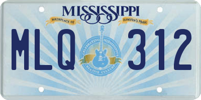 MS license plate MLQ312