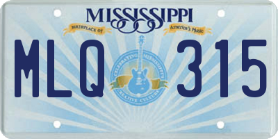 MS license plate MLQ315