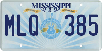 MS license plate MLQ385
