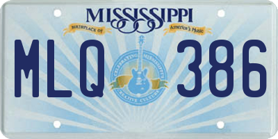 MS license plate MLQ386