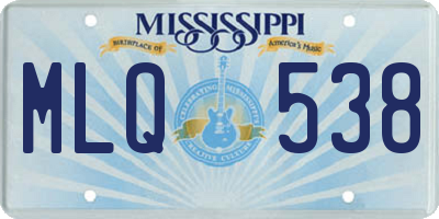 MS license plate MLQ538