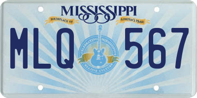 MS license plate MLQ567