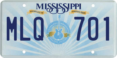 MS license plate MLQ701