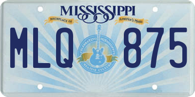 MS license plate MLQ875