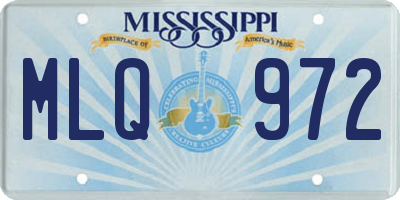 MS license plate MLQ972