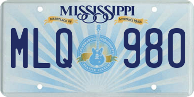 MS license plate MLQ980