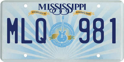 MS license plate MLQ981