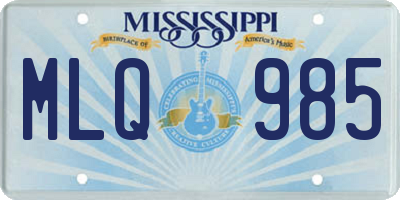 MS license plate MLQ985