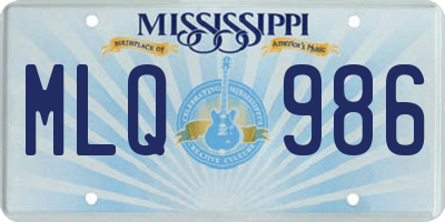 MS license plate MLQ986