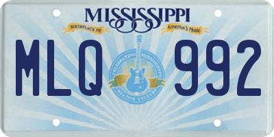 MS license plate MLQ992