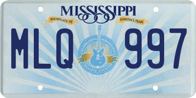 MS license plate MLQ997