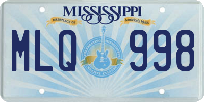 MS license plate MLQ998